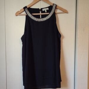 Vince Camuto Black Embellished Sleeveless Tank Top
